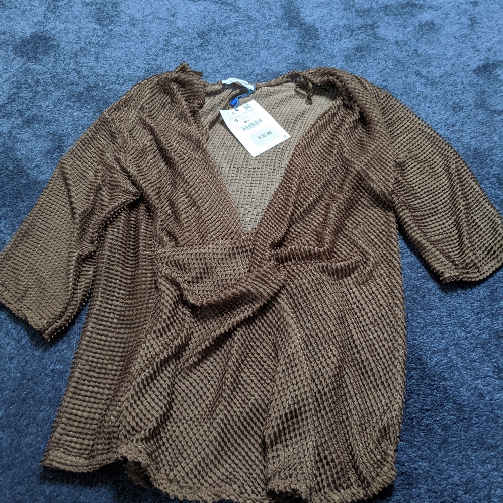 NWT Zara Draped Mesh Top - Picture 3 of 4